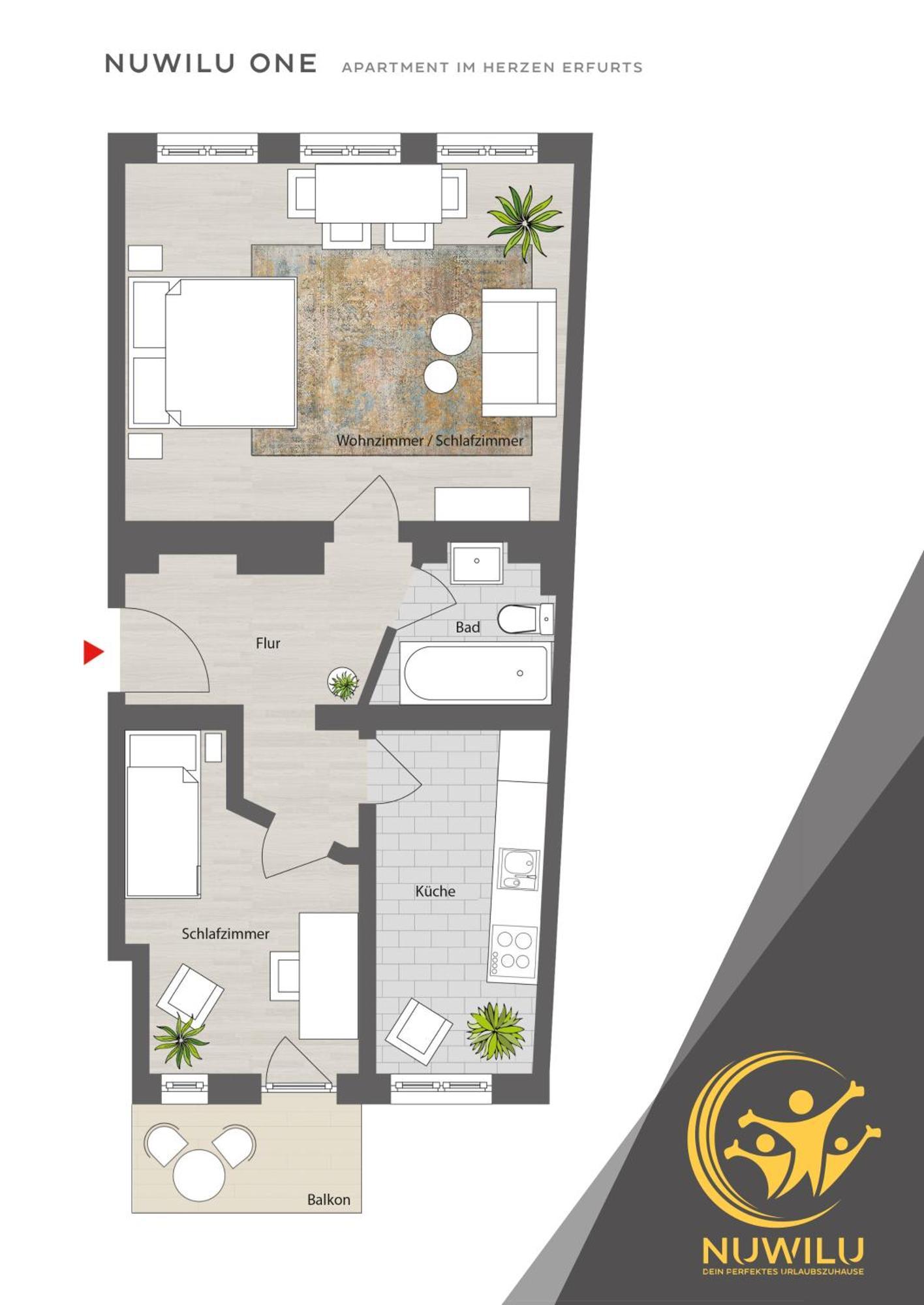 Nuwilu One - Apartment Mit Balkon Im Herzen Erfurts - Magenta Tv- Netflix - Disney Exterior foto